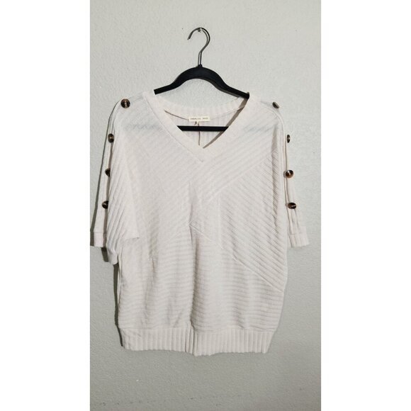 Parallel Skies Sweater Womens XL Cream Short Sleeve Button Shoulder Pullover Top - Picture 1 of 9